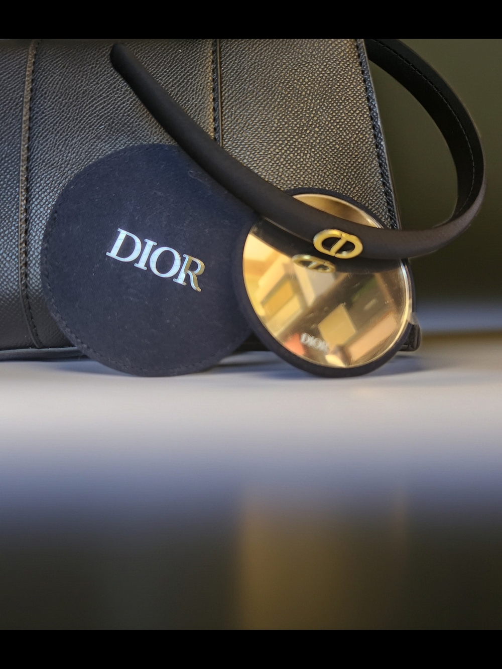 Dior Black Headband with Gold CD Emblem